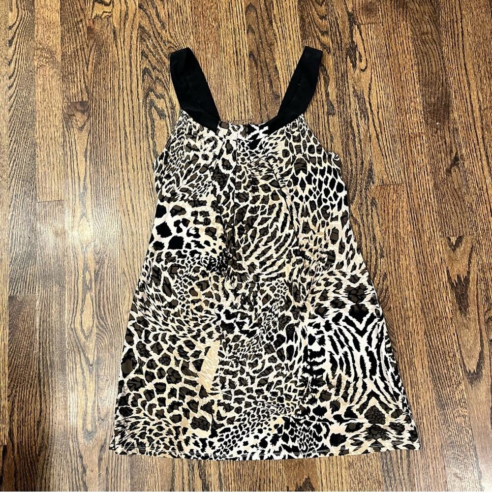 Vintage Y2K Cheetah Print Mini Dress Leopard McBling Glam Women's Size Medium